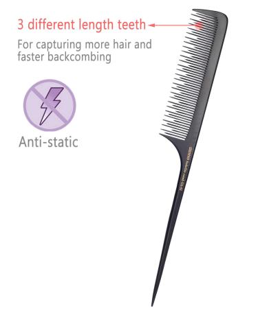 Anti-static Teasing Comb for Fine Hair - Bakelite Rat Tail Comb for Root Teasing & Volume - Buy Online on GoSupps.com