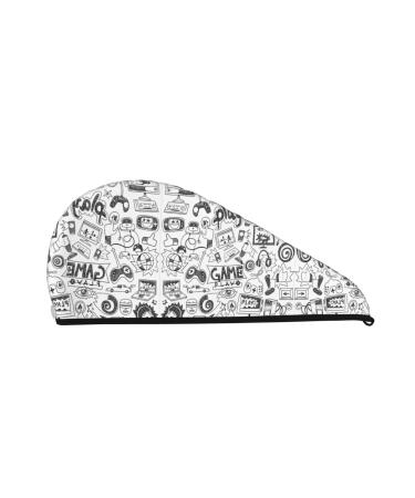 Video Game Boys Coral Velvet Dry Hair Cap Quick-Dry Hair Towel Wrap for Women and Men Ideal for Travel & Home