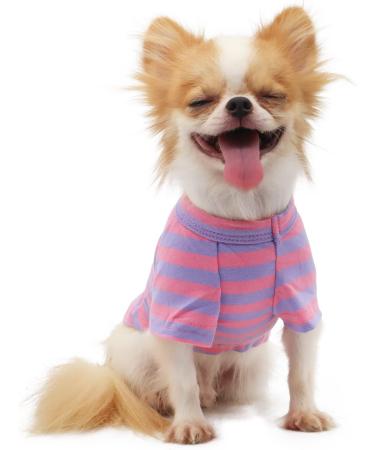 LOPHIPETS 100% Cotton Striped Dog Tee Shirt | Small Dogs Chihuahua Puppy Clothes | Tank Tee-Purple and Pink Strips | L Large 6.5-10 lbs - Buy Online on GoSupps.com