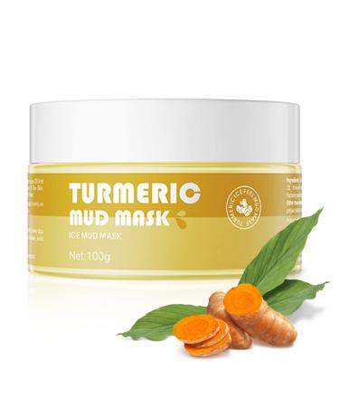 Turmeric Vitamin C Clay Mask & Brush - Clay Face Mask with Aloe - Vegan Mask - Helps Improve Appearance of Dark Spots Blemishes & Scarring (Turmeric Mask-100g)
