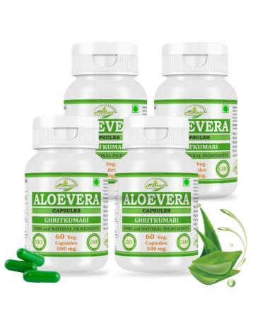 Morsan Nutraveda Aloe Vera Capsules | 100% Pure & Natural Herbal Supplement | Supports Skin Health Digestion & Immunity | Ayurvedic Wellness(Pack of 4)