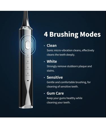 CD-02 Wireless Electric Toothbrush - Rechargeable 4 Modes Pressure Sensor 240 Days Battery Life - Black & Silver - Buy Online on GoSupps.com