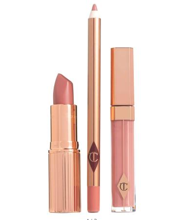 Charlotte Tilbury The Pillow Talk Full Size Lip Kit- Lip Liner  Lipstick  and Lip Gloss.