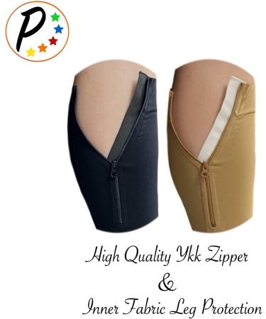 Presadee Thigh High Open Toe Compression Leg Sleeve with YKK Zipper - 20-30 mmHg Firm Compression (Black, Size 0) - Buy Online on GoSupps.com