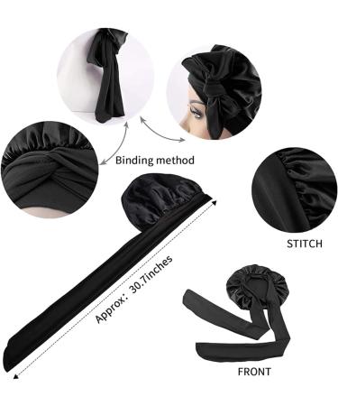 Satin Silk Bonnet for Sleeping | Prevent Hair Frizz | Soft Elastic Hair Wrap for Women | Curly, Black, Blond Hair | Sleep Cover with Bow Tie - Buy Online on GoSupps.com