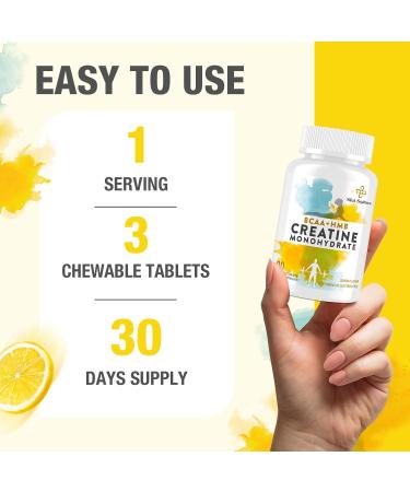 8-in-1 Creatine Monohydrate with BCAA & HMB 5000 mg for Men & Women Creatine Chews for Muscle Recovery Endurance & Strength High Absorption Lemon Flavor Sugar-Free 180 Tablets 90 Count (Pack of 2) - Buy Online on GoSupps.com
