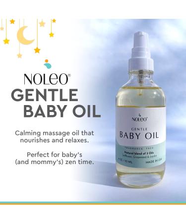 NOLEO Gentle Baby Oil - Organic Calming Oil for Newborns | Natural Grapeseed Safflower & Jojoba | Fragrance-Free Baby Skin Care - 4 oz - Buy Online on GoSupps.com