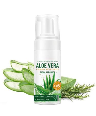 Aloe Vera Cleanser for Face Aloe Vera Face Wash Gentle Dense Aloe Facial Cleansing Foam for Exfoliating Clean Pores of Excess Oil soothing Skin Hydrating Face Cleanser for all Skin Type