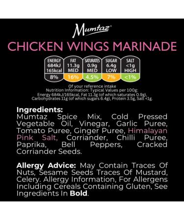 Mumtaz CHICKEN WINGS Marinade Sauce 500g 15 Minute Magic Marinade Medium Spiced BBQ-Grill-Roast-Stir or Air fry All Natural Ingredients Gluten Free Vegan Friendly. - Buy Online on GoSupps.com
