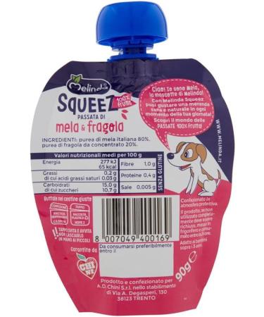 Italian Gourmet E.R. Melinda Mela Fragola Squeez 6-pack of 100% apple and strawberry fruit purees (90g each) + 400g box - Buy Online on GoSupps.com