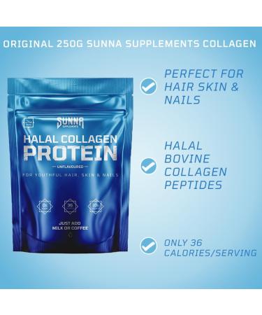 SUNNA SUPPLEMENTS Halal Bovine Collagen Protein Powder for Hair, Skin, Nails & Joints - Rich Protein for Women and Men - Buy Online on GoSupps.com