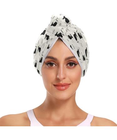 Shop Black Cat Dry Hair Cap - Quick Drying Towel Set with Button Headband | Super Absorbent & Comfortable for All Hair Types - Buy Online on GoSupps.com
