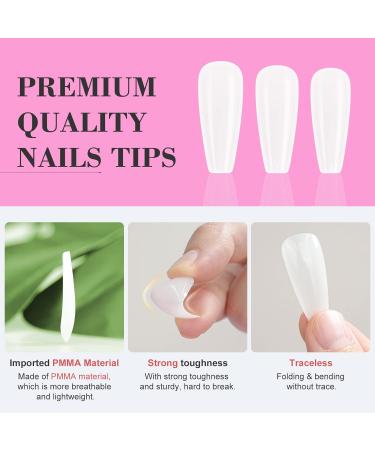 Saviland Nail Glue Gel Kit - 4-in-1 with 500 Clear Fake Almond Nail Tips & LED Lamp for Acrylic Extensions - Buy Online on GoSupps.com