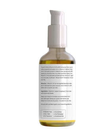 Organic Netra 100% Pure Plant-Based Vitamin E Oil | Radiant Moisturized Skin & Hair Growth | Reduces Scars Stretch Marks & Wrinkles - 1.01 Oz - Buy Online on GoSupps.com