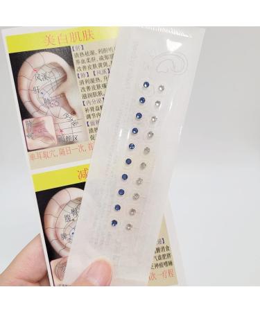 Blue and White Crystal Gem Stone Magnetic 24k Gold Bead Clear Tape Auricular Sticker Ear Seeds Ear Acupuncture - Buy Online on GoSupps.com