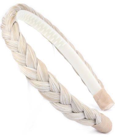 Gledola Braided Headband With Teeth Braids Hairband With Tooth Synthetic Hair Band Plaited Hairband For Women (White Blonde) - Buy Online on GoSupps.com