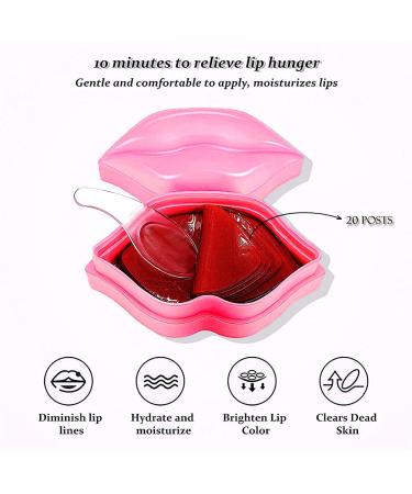 Moisturizing Lip Mask - Reduces Lines, Restores Moisture, Nourishes Skin - Plumping Lip Care Gel Treatment - 20Pcs (Pink) - Buy Online on GoSupps.com