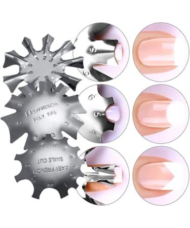 POFET Nail Art French Tips Trimmer - 3 Sizes Edge Smile Cut Line Metal Template for Perfect Nails - Buy Online on GoSupps.com