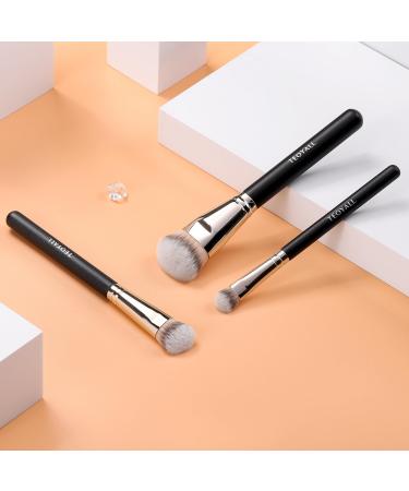 TEOYALL Flat Angled Brushes Flawless Foundation Brush Under Eye Concealer Brush Bronzer Brush with Liquid Cream Powder L/M/S - Buy Online on GoSupps.com