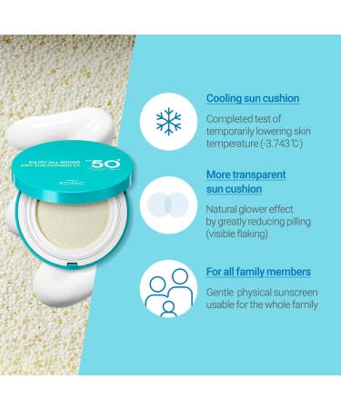 SCINIC All Round Airy Sun Cushion EX SPF50+PA++++ 0.88oz (25g) | Cooling UV Protection & Natural Tone-up | Korean Skincare for All Family - Buy Online on GoSupps.com