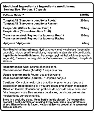 TestDex - E-Raser Matrix Tongkat Ali Trans-Resveratrol Natural Anti-Oxidant One Month Supply - Buy Online on GoSupps.com