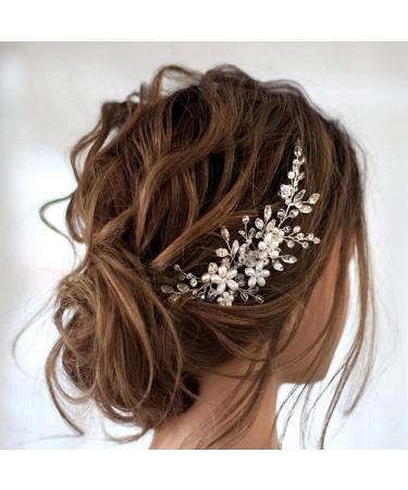 Silver Rhinestone Flower Bridal Hair Comb - Wedding Hair Side Comb for Brides & Bridesmaids - Elegant Hair Accessories - Buy Online on GoSupps.com