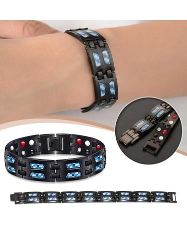 TNSRAY Men's Magnetic Bracelet - Titanium Steel with 3500 Gauss Strength | Adjustable Health Benefits - Buy Online on GoSupps.com
