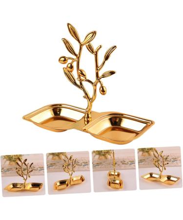 Alipis Container Snack Fruit Dessert Dried Metal Two-Grid Ktv Snacks Storage Tray Household Plate re-usable 19.5X15.5CM Golden - Buy Online on GoSupps.com