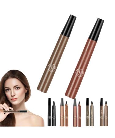 Cohbskj Glowly Secret Eyebrow Pen Unique Quad Eyebrow Pencil Quad Forked Liquid Eyebrow Pencil Long-Lasting Waterproof Microblading Eyebrow Pen (2PCS-B)