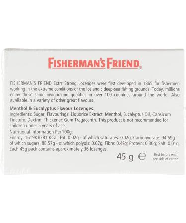 Fisherman's Friend Original Extra Strong Lozenges Menthol & Eucalyptus Flavour Throat Lozenges 45g Pack of 6 Menthol & Eucalyptus 45 g (Pack of 6) - Buy Online on GoSupps.com