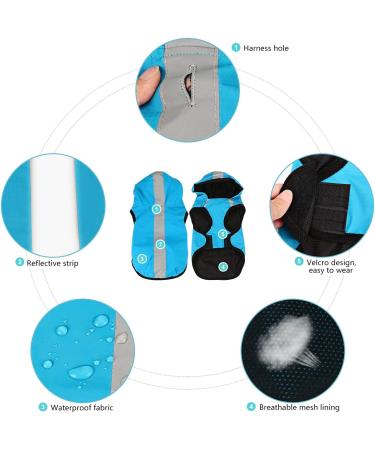 Waterproof Dog Jacket Raincoat 2-in-1 with Harness Hole - Large Blue - Buy Online on GoSupps.com