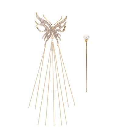 LALAFINA Butterfly Pearl Hairpin Butterfly Hairpins Women's Hair Accessories Bride Hair Accessory Decorative Hair Clips Vintage Hair Sticks Retro Hair Sticks Hair Stick for Buns Hair Pin