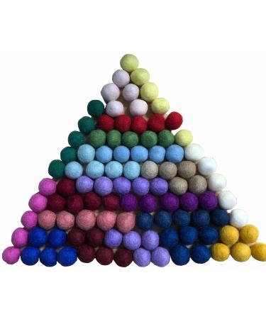 Mililanyo 100pc 2cm Colorful DIY Felted Pom Pom Garland Wool Balls Felt Balls for Christmas Birthday Party (20 Colors)