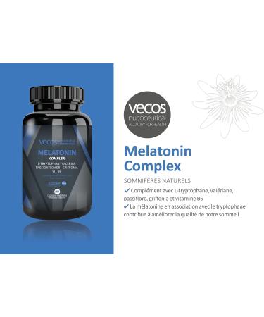 Melatonin 1.9 mg Vecos for Sleep | Supplement with L-Tryptophan Valerian Passionflower Griffonia and Vitamin B6 | 90 Vegetable Capsules | 100% Vegan - Buy Online on GoSupps.com