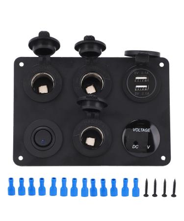 Marine Switch Panel for Boat Switch Panel 6 Gang Waterproof LED Digital Display Voltmeter USB on Off Kit for Car RV Yacht Popular