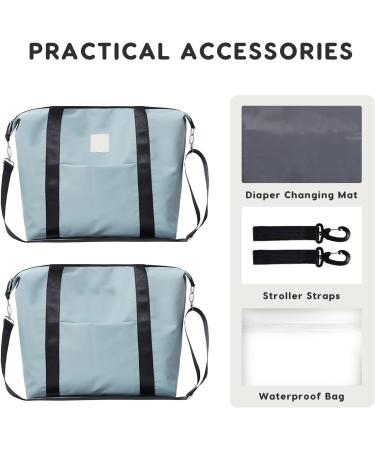 SONARIN Large Capacity Waterproof Baby Nappy Changing Tote Bag Stylish Baby Changing Bag Satchel Messenger Bag Portable Travel Diaper Bag with Stroller Straps & Changing Mat Green - Buy Online on GoSupps.com