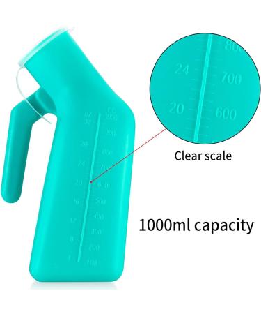 Male Urinal Bottle Thick Portable urinals for Men Pee Bottles with Lid 32oz./1000mL Spill Proof Urinal Bottle for Hospital Car Travel outdoor Emergency Camping Elderly & Incontinence(2PACK) - Buy Online on GoSupps.com