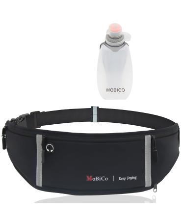 Mobico Passelter for Cell phone - running bag jogging hip pocket sports belt running Belt for jogging running sport fitness - suitable for all smartphones (Black+Bottle)
