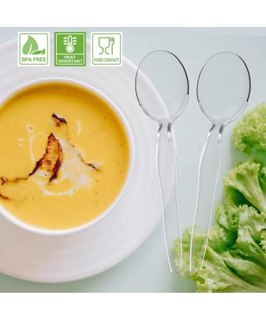 PSTVITA Heavyweight Clear Plastic Soup Spoons - Pack of 100 | Disposable Utensils for Party Supply - Buy Online on GoSupps.com