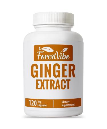 ForestVibe Ginger Root Capsules 1000mg Potent Ginger Extract Powder 120 Vegan Capsules 2 Month Supply Non-GMO and Gluten Free Ginger Supplement