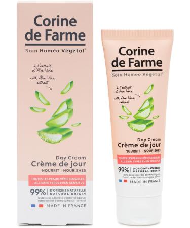 Corine de Farme - Day Cream with Aloe Vera Extract - Moisturizes Nourishes Soothes - All Skin Types - 99% Ingredients of Natural Origin - French-Made Facial Care - 50 ml - Buy Online on GoSupps.com