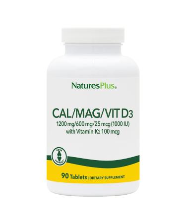 NaturesPlus Cal/Mag/VIT D3 with Vitamin K2 - Bone Health Supplement with Calcium Magnesium Vitamin D3 and K2 - Gluten-Free - 90 Tablets - 22.5 Servings - Buy Online on GoSupps.com