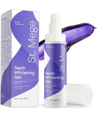 St. Mege Purple Toothpaste | Teeth Whitening Gel with Color Wheel Technology | Gentle Formula for Adults | Stain Removal & Brightness Booster | 1 fl oz - Buy Online on GoSupps.com