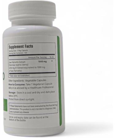 VitaCosmoX Saw Palmetto 1000mg 120 Vegan Capsules 60 Servings Gluten Free Non-GMO and Vegetarian Friendly - Buy Online on GoSupps.com