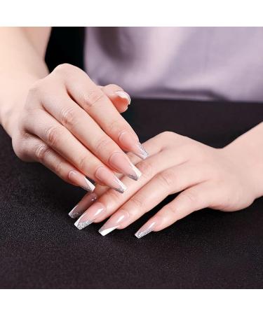 Women Coffin Fake Nails Acrylic Ballerina False Nails Kit Full Cover Fake Nails Mediumn and Long Length Glossy Nails (E) - Buy Online on GoSupps.com