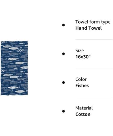 Naanle Stylish Underwater Shoal of Fish Hand Towel - Large & Absorbent | 16 x 30 Navy Blue | Ideal for Bathroom, Hotel, Gym, Spa - Buy Online on GoSupps.com