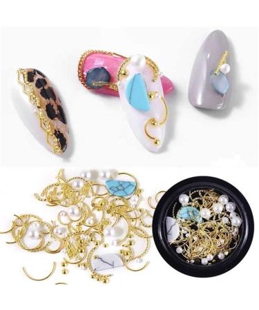 Gold Rivet Metal Tips Copper Alloy Decoration 3D Nail Studs Glitter Sequins Pearls Bend Studs - Buy Online on GoSupps.com
