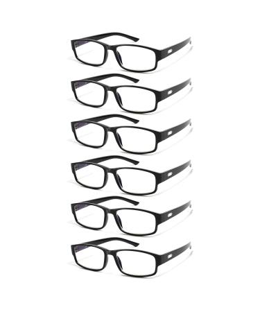 Cojwis 6 Pack Reading glasses for men women blue light filter glasses anti blue light PC gaming fashion glasses visual aid reading aid (6 black 2.00 multiplier_x) 6 Black 2.0 x