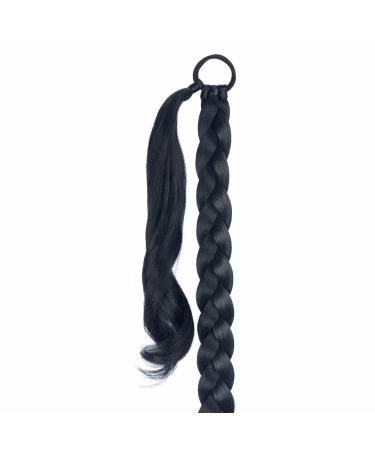 LyoRuSi 30 Inch 2 Pack DIY Braided Ponytail Extension with Hair Tie - Straight Wrap Around Hair Extensions Ponytail (1B) - 2PCS Braided - Buy Online on GoSupps.com