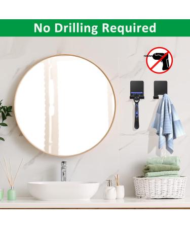 Boxing Razor Bracket Shower Hook Set - 2 Pieces Self-Adhesive Stainless Steel Multi-Purpose Towel Holder for Bathroom Bedroom & Kitchen - No Drilling Black - Buy Online on GoSupps.com